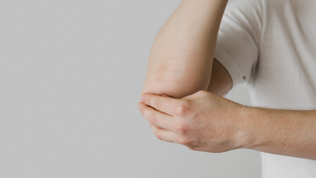 close up patient elbow issues
